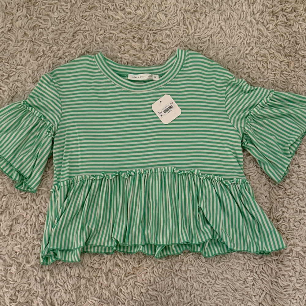Altar’d State Green Striped Top